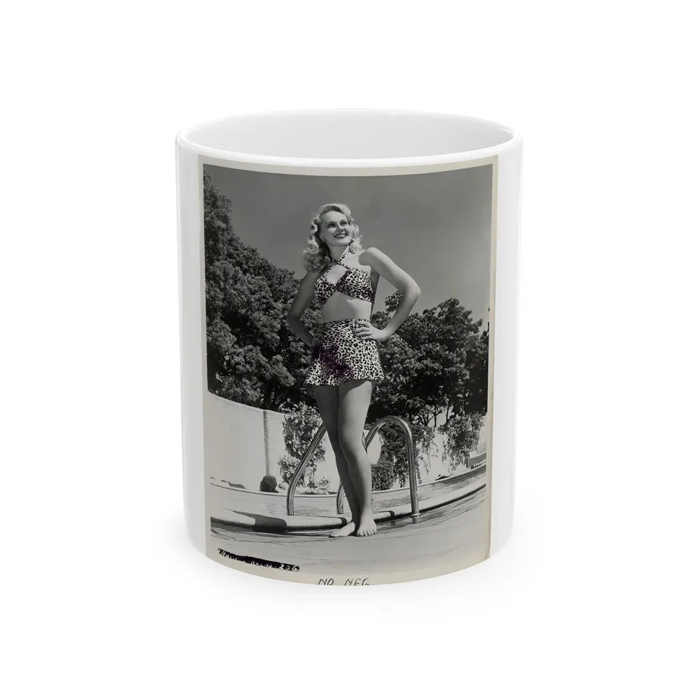 Adele Jergens #251 - B&W Full Body Cheesecake Photo (Vintage Female Icon) White Coffee Mug-11oz-Go Mug Yourself