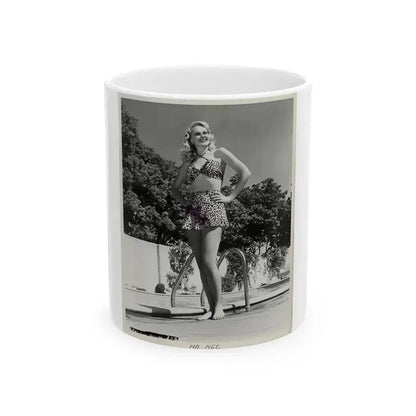 Adele Jergens #251 - B&W Full Body Cheesecake Photo (Vintage Female Icon) White Coffee Mug 11oz - Go Mug Yourself