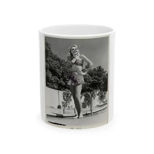 Adele Jergens #251 - B&W Full Body Cheesecake Photo (Vintage Female Icon) White Coffee Mug 11oz - Go Mug Yourself