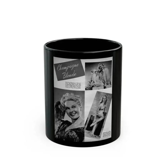 Adele Jergens #258 - 1 Page, 3 B&W Photos including Glamour & Pin-Up Photos also 2 Captions Circa 1947 Mag. Page (Vintage Female Icon) Black Coffee Mug 11oz - Go Mug Yourself