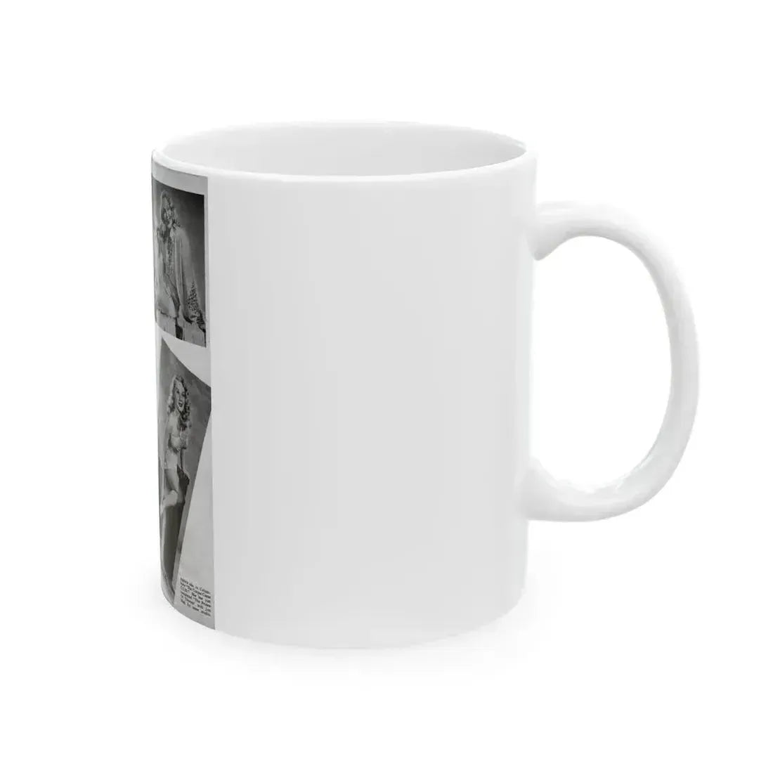 Adele Jergens #258 - 1 Page, 3 B&W Photos including Glamour & Pin-Up Photos also 2 Captions Circa 1947 Mag. Page (Vintage Female Icon) White Coffee Mug - Go Mug Yourself