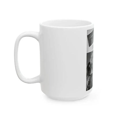 Adele Jergens #258 - 1 Page, 3 B&W Photos including Glamour & Pin-Up Photos also 2 Captions Circa 1947 Mag. Page (Vintage Female Icon) White Coffee Mug - Go Mug Yourself