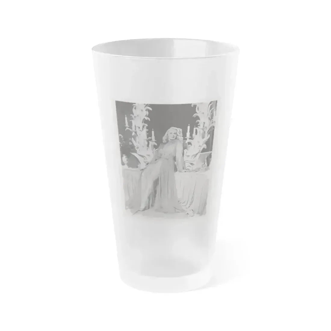Adele Jergens #259 - 8x10 Vintage B&W Glamour Promo Photo for ''A Thousand And One Nights'' '45 Film (Vintage Female Icon) Frosted Pint Glass 16oz 16oz Frosted - Go Mug Yourself