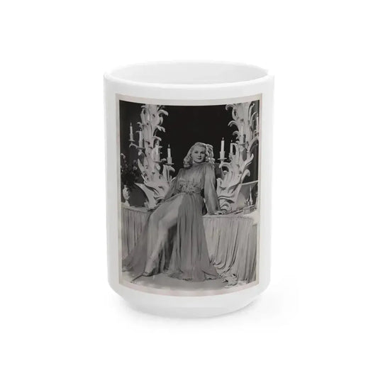 Adele Jergens #259 - 8x10 Vintage B&W Glamour Promo Photo for ''A Thousand And One Nights'' '45 Film (Vintage Female Icon) White Coffee Mug 15oz - Go Mug Yourself