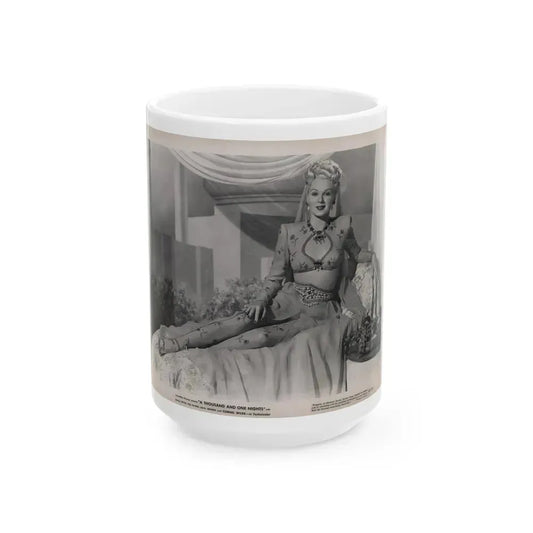 Adele Jergens #260 - 8x10 Vintage B&W Glamour Promo Photo for ''A Thousand And One Nights'' '45 Film (Vintage Female Icon) White Coffee Mug 15oz - Go Mug Yourself