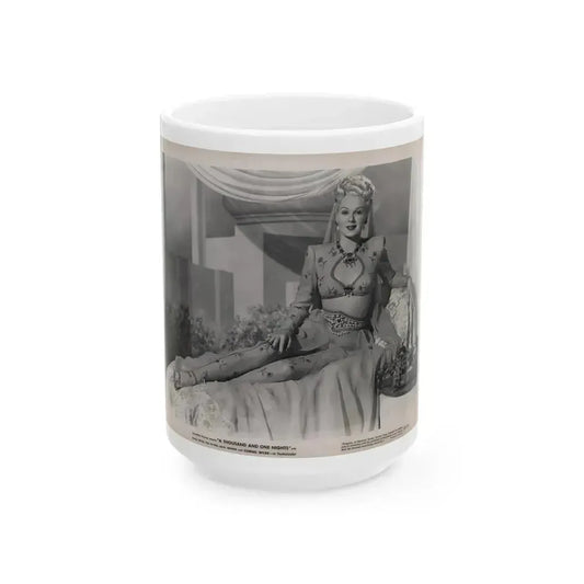 Adele Jergens #260 - 8x10 Vintage B&W Glamour Promo Photo for ''A Thousand And One Nights'' '45 Film (Vintage Female Icon) White Coffee Mug 15oz - Go Mug Yourself