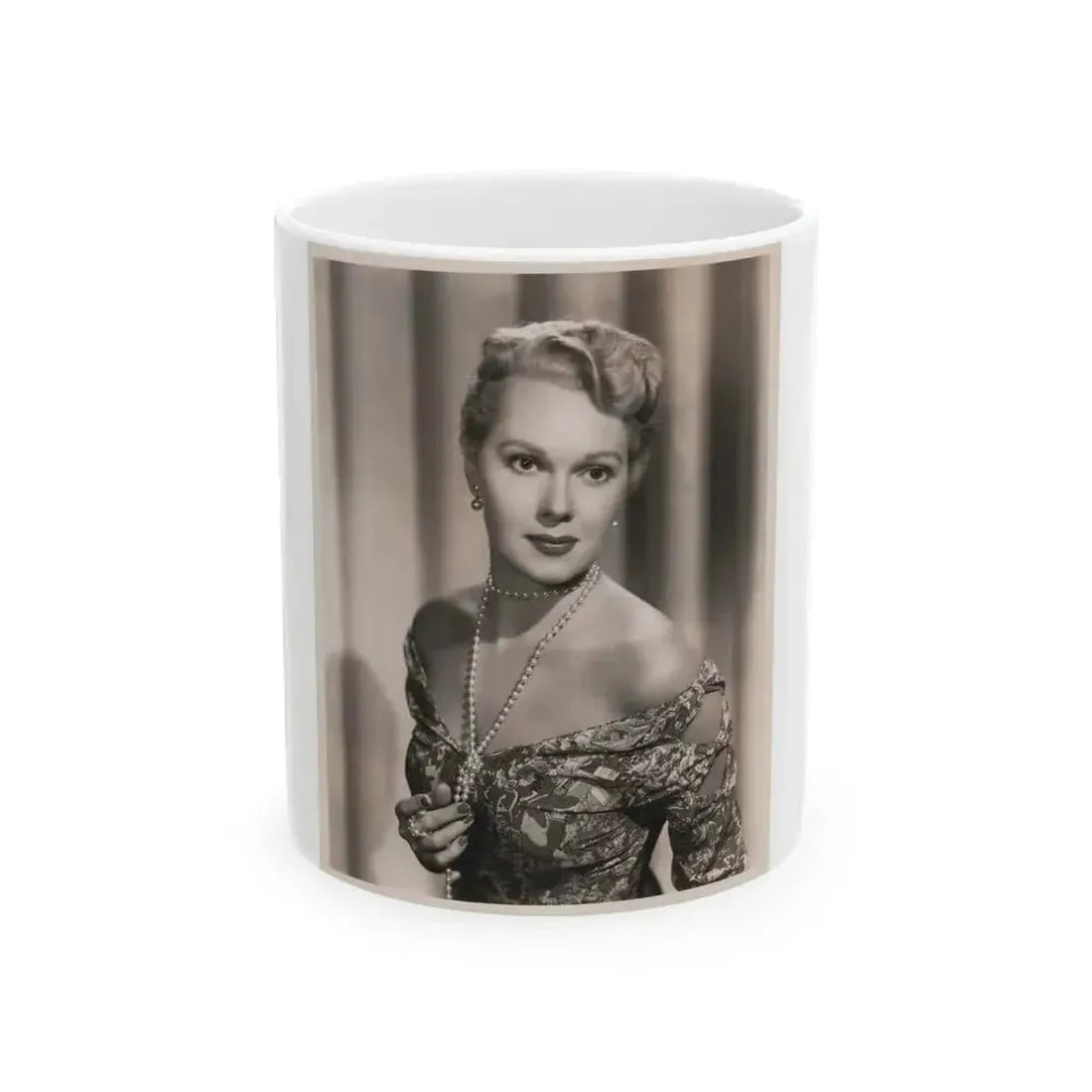 Adele Jergens #264 - Vintage 8x10 B&W Glamour Portrait Promo Photo for ''Edge Of Doom'' '50 Film (Vintage Female Icon) White Coffee Mug 11oz - Go Mug Yourself