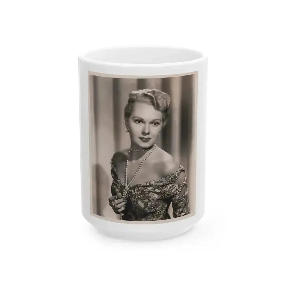 Adele Jergens #264 - Vintage 8x10 B&W Glamour Portrait Promo Photo for ''Edge Of Doom'' '50 Film (Vintage Female Icon) White Coffee Mug 15oz - Go Mug Yourself