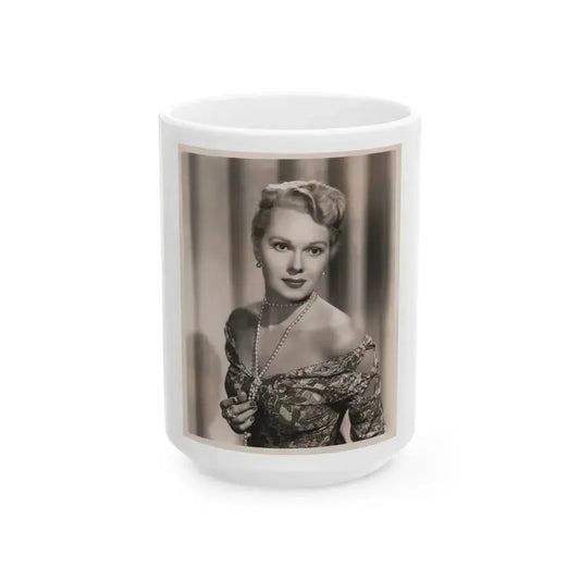 Adele Jergens #264 - Vintage 8x10 B&W Glamour Portrait Promo Photo for ''Edge Of Doom'' '50 Film (Vintage Female Icon) White Coffee Mug 15oz - Go Mug Yourself