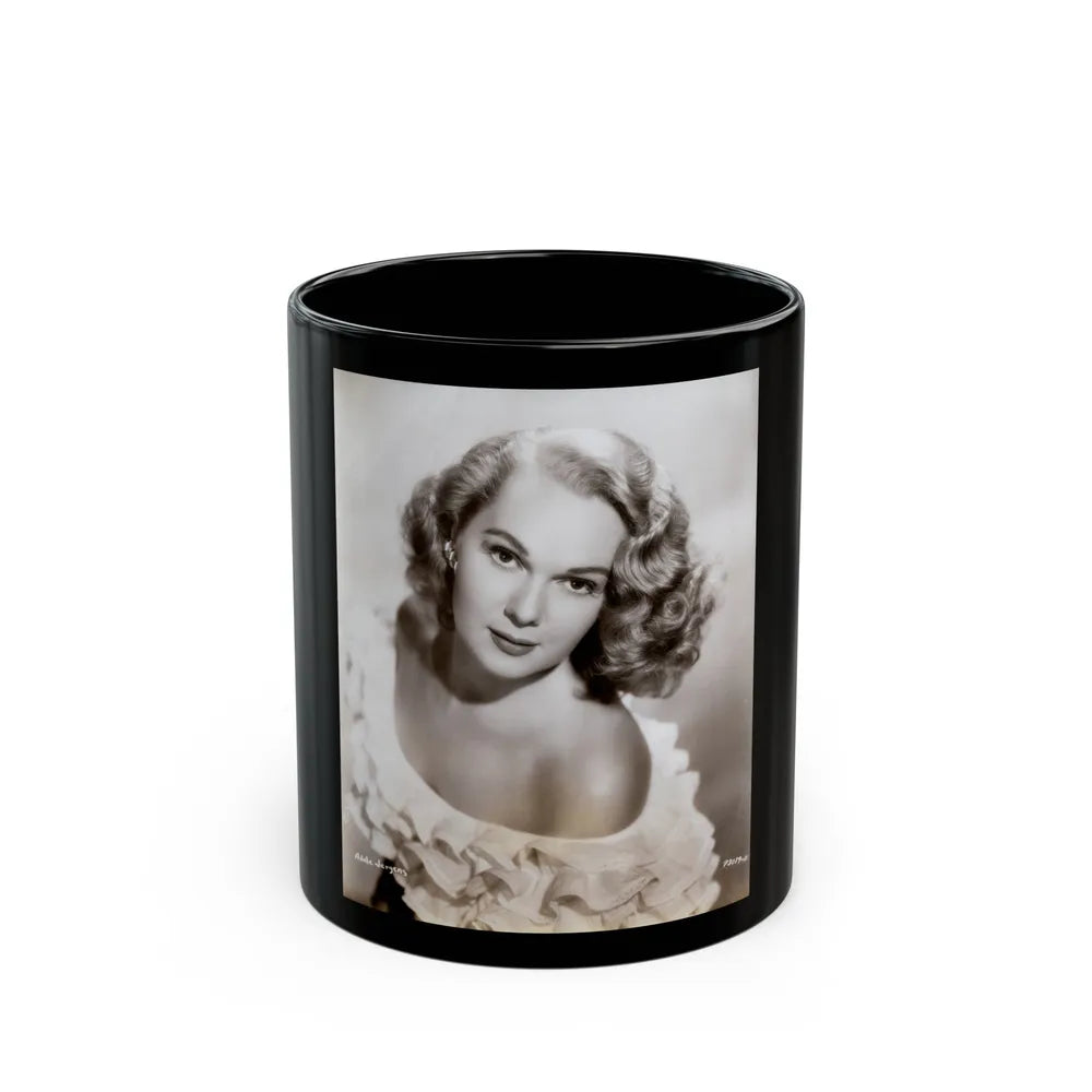 Adele Jergens #270 - 7x9 Vintage B&W Upper Body Glamour Photo from 4-2-52 (Vintage Female Icon) Black Coffee Mug-11oz-Go Mug Yourself