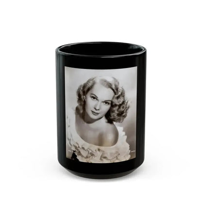 Adele Jergens #270 - 7x9 Vintage B&W Upper Body Glamour Photo from 4-2-52 (Vintage Female Icon) Black Coffee Mug 15oz - Go Mug Yourself