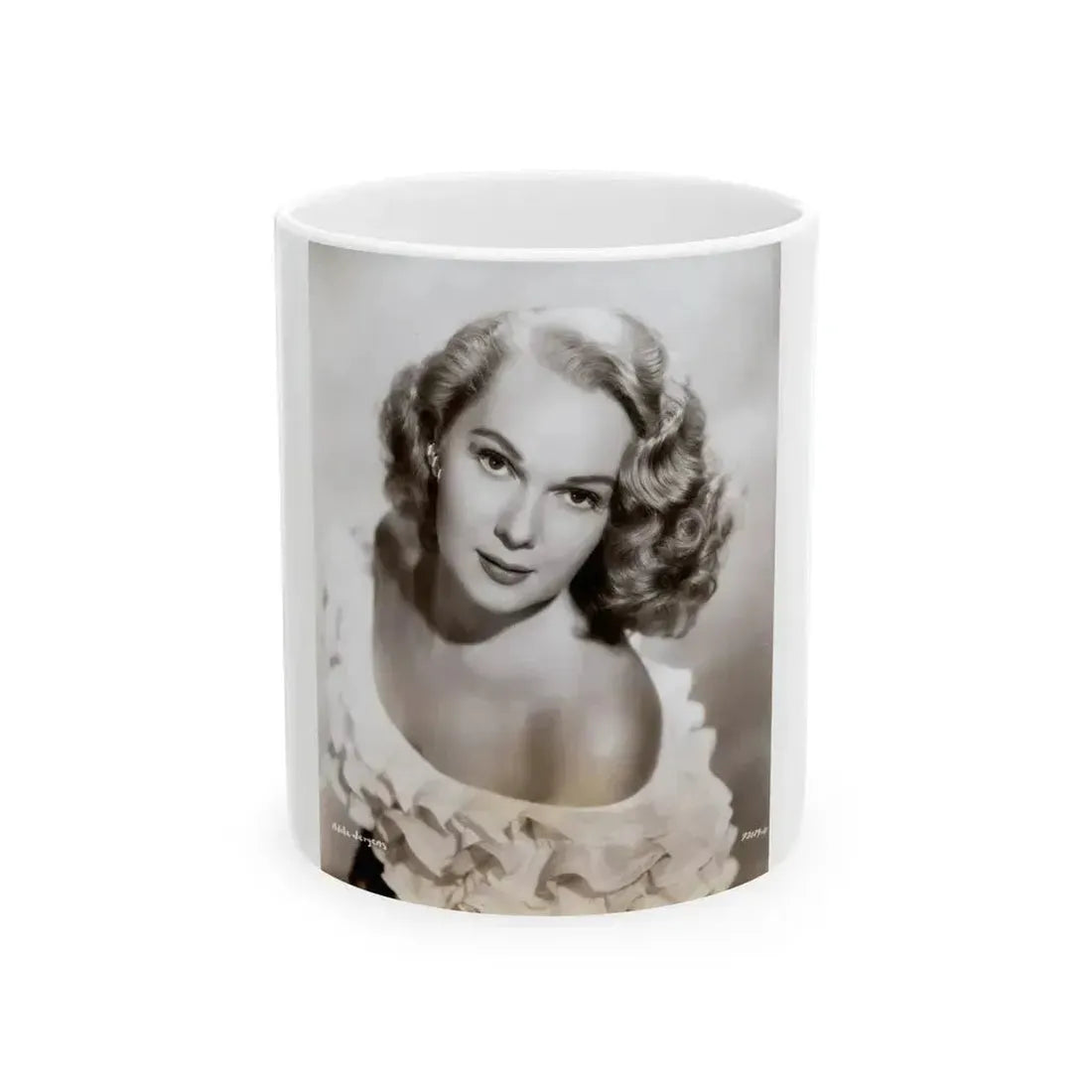 Adele Jergens #270 - 7x9 Vintage B&W Upper Body Glamour Photo from 4-2-52 (Vintage Female Icon) White Coffee Mug 11oz - Go Mug Yourself