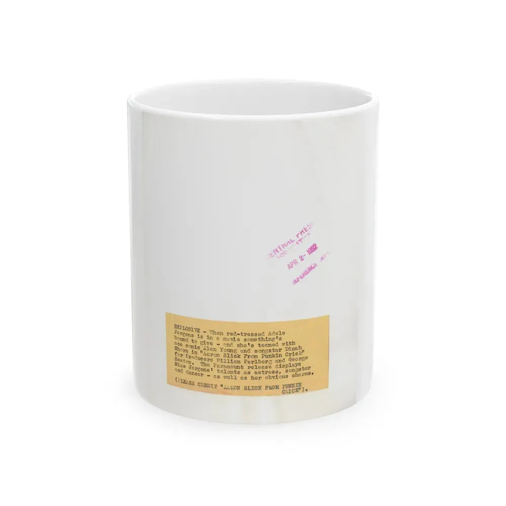 Adele Jergens #270 - 7x9 Vintage B&W Upper Body Glamour Photo from 4-2-52_1 (Vintage Female Icon) White Coffee Mug 11oz - Go Mug Yourself