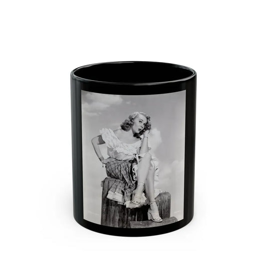 Adele Jergens #271 - 7x9 Vintage B&W Full Body Sandal Heel Clads, Feet & Leggy Photo from 4-2-52 (Vintage Female Icon) Black Coffee Mug-11oz-Go Mug Yourself