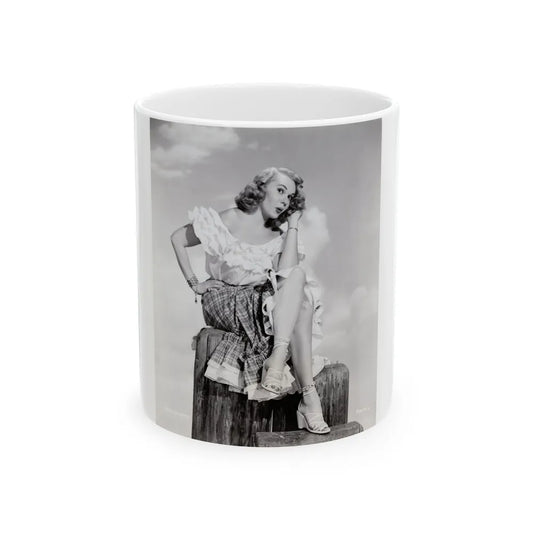 Adele Jergens #271 - 7x9 Vintage B&W Full Body Sandal Heel Clads, Feet & Leggy Photo from 4-2-52 (Vintage Female Icon) White Coffee Mug-11oz-Go Mug Yourself