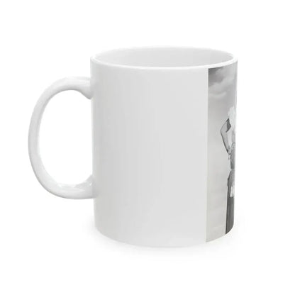 Adele Jergens #271 - 7x9 Vintage B&W Full Body Sandal Heel Clads, Feet & Leggy Photo from 4-2-52 (Vintage Female Icon) White Coffee Mug - Go Mug Yourself