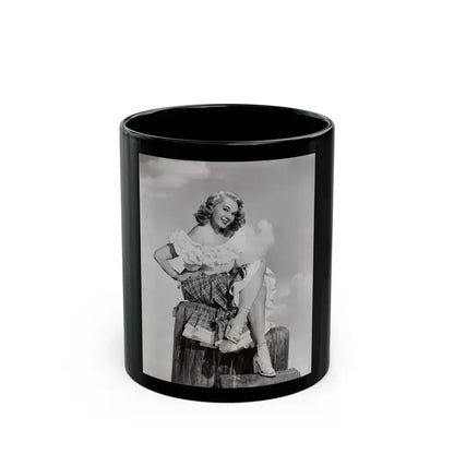 Adele Jergens #272 - 7x9 Vintage B&W Full Body Sandal Heel Clads, Feet & Leggy Photo from 4-24-52_1 (Vintage Female Icon) Black Coffee Mug 11oz - Go Mug Yourself