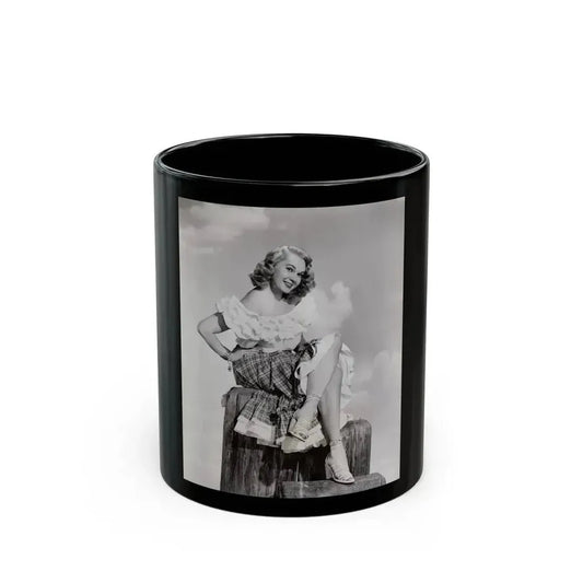 Adele Jergens #272 - 7x9 Vintage B&W Full Body Sandal Heel Clads, Feet & Leggy Photo from 4-24-52_1 (Vintage Female Icon) Black Coffee Mug 11oz - Go Mug Yourself