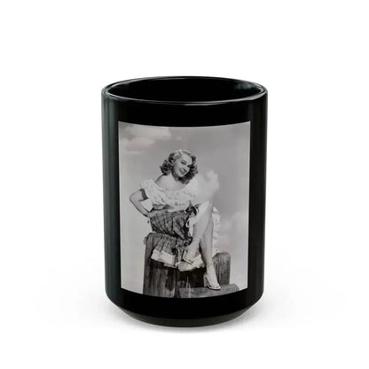 Adele Jergens #272 - 7x9 Vintage B&W Full Body Sandal Heel Clads, Feet & Leggy Photo from 4-24-52_1 (Vintage Female Icon) Black Coffee Mug 15oz - Go Mug Yourself