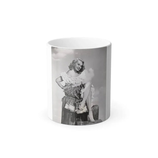 Adele Jergens #272 - 7x9 Vintage B&W Full Body Sandal Heel Clads, Feet & Leggy Photo from 4-24-52_1 (Vintage Female Icon) Color Changing Coffee Mug 11oz - Go Mug Yourself
