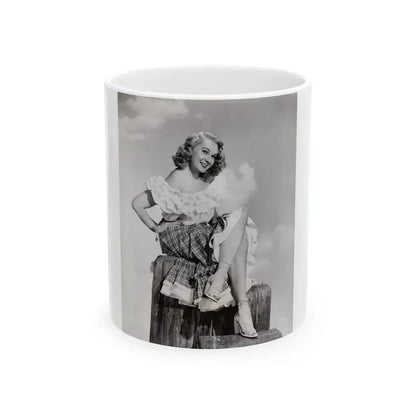 Adele Jergens #272 - 7x9 Vintage B&W Full Body Sandal Heel Clads, Feet & Leggy Photo from 4-24-52_1 (Vintage Female Icon) White Coffee Mug 11oz - Go Mug Yourself