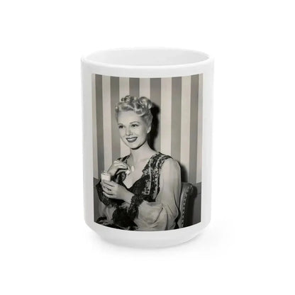 Adele Jergens #274 (Vintage Female Icon) White Coffee Mug 15oz - Go Mug Yourself