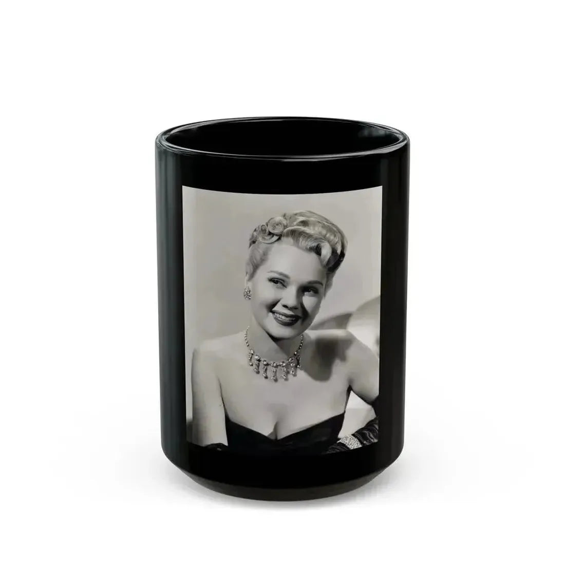 Adele Jergens #279 (Vintage Female Icon) Black Coffee Mug 15oz - Go Mug Yourself