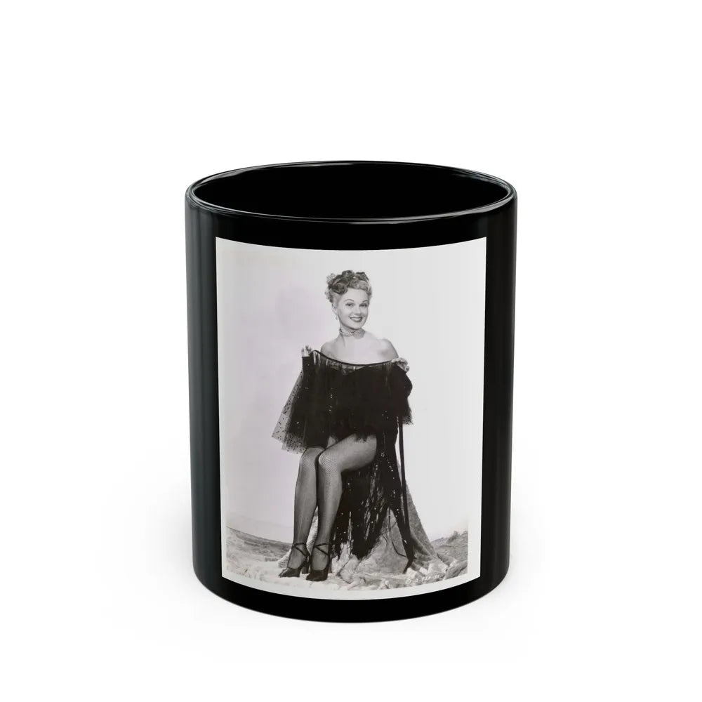 Adele Jergens #28 (Vintage Female Icon) Black Coffee Mug-11oz-Go Mug Yourself