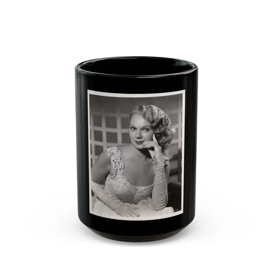 Adele Jergens #282 - 8x10 Vintage B&W Upper Body Glamour Photo from 8-8-50 (Vintage Female Icon) Black Coffee Mug-15oz-Go Mug Yourself