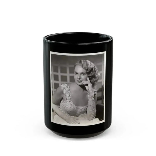 Adele Jergens #282 - 8x10 Vintage B&W Upper Body Glamour Photo from 8-8-50 (Vintage Female Icon) Black Coffee Mug 15oz - Go Mug Yourself