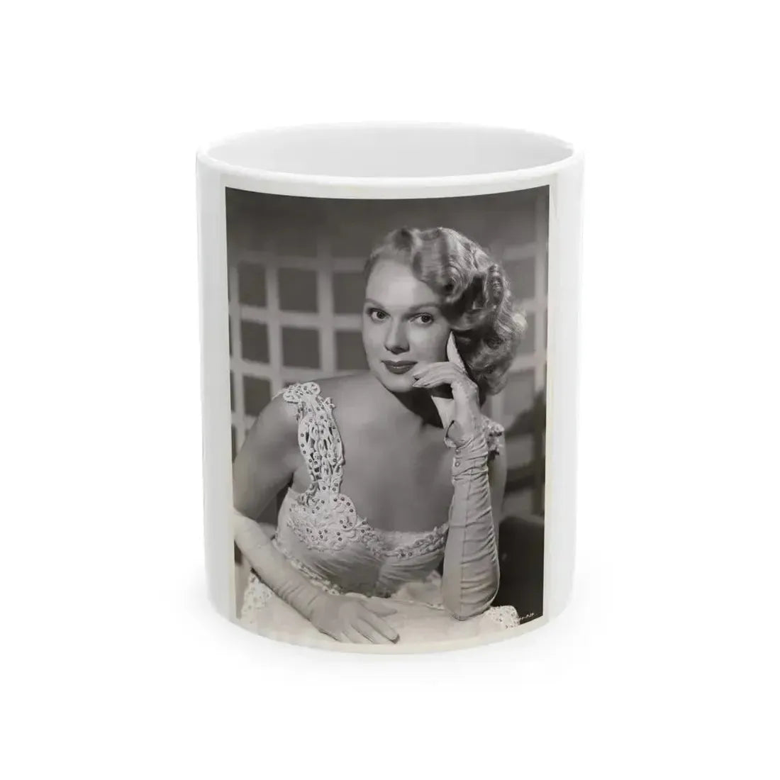 Adele Jergens #282 - 8x10 Vintage B&W Upper Body Glamour Photo from 8-8-50 (Vintage Female Icon) White Coffee Mug 11oz - Go Mug Yourself