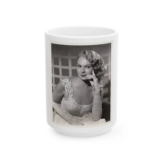 Adele Jergens #282 - 8x10 Vintage B&W Upper Body Glamour Photo from 8-8-50 (Vintage Female Icon) White Coffee Mug-15oz-Go Mug Yourself