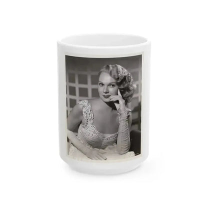 Adele Jergens #282 - 8x10 Vintage B&W Upper Body Glamour Photo from 8-8-50 (Vintage Female Icon) White Coffee Mug 15oz - Go Mug Yourself