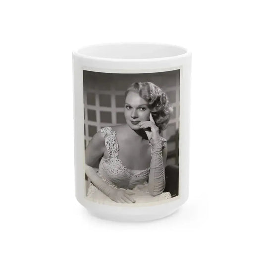 Adele Jergens #282 - 8x10 Vintage B&W Upper Body Glamour Photo from 8-8-50 (Vintage Female Icon) White Coffee Mug 15oz - Go Mug Yourself