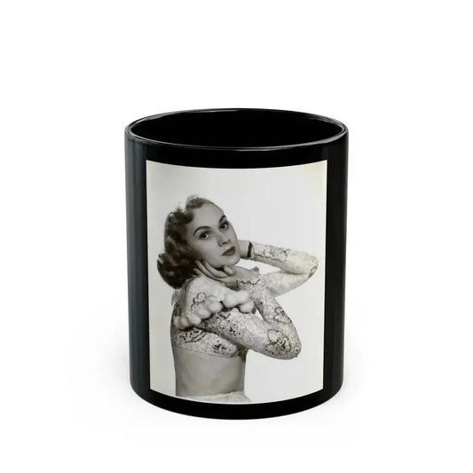 Adele Jergens #285 - 8x10 Vinatge B&W Waist to Head  Glamour Photo Showgirl to Chorus Girl from 7-10-38 (Vintage Female Icon) Black Coffee Mug 11oz - Go Mug Yourself