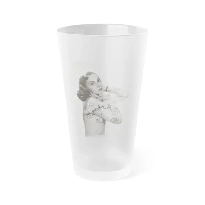 Adele Jergens #285 - 8x10 Vinatge B&W Waist to Head  Glamour Photo Showgirl to Chorus Girl from 7-10-38 (Vintage Female Icon) Frosted Pint Glass 16oz 16oz Frosted - Go Mug Yourself