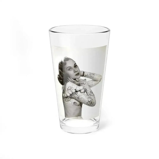 Adele Jergens #285 - 8x10 Vinatge B&W Waist to Head  Glamour Photo Showgirl to Chorus Girl from 7-10-38 (Vintage Female Icon) Pint Glass 16oz 16oz - Go Mug Yourself