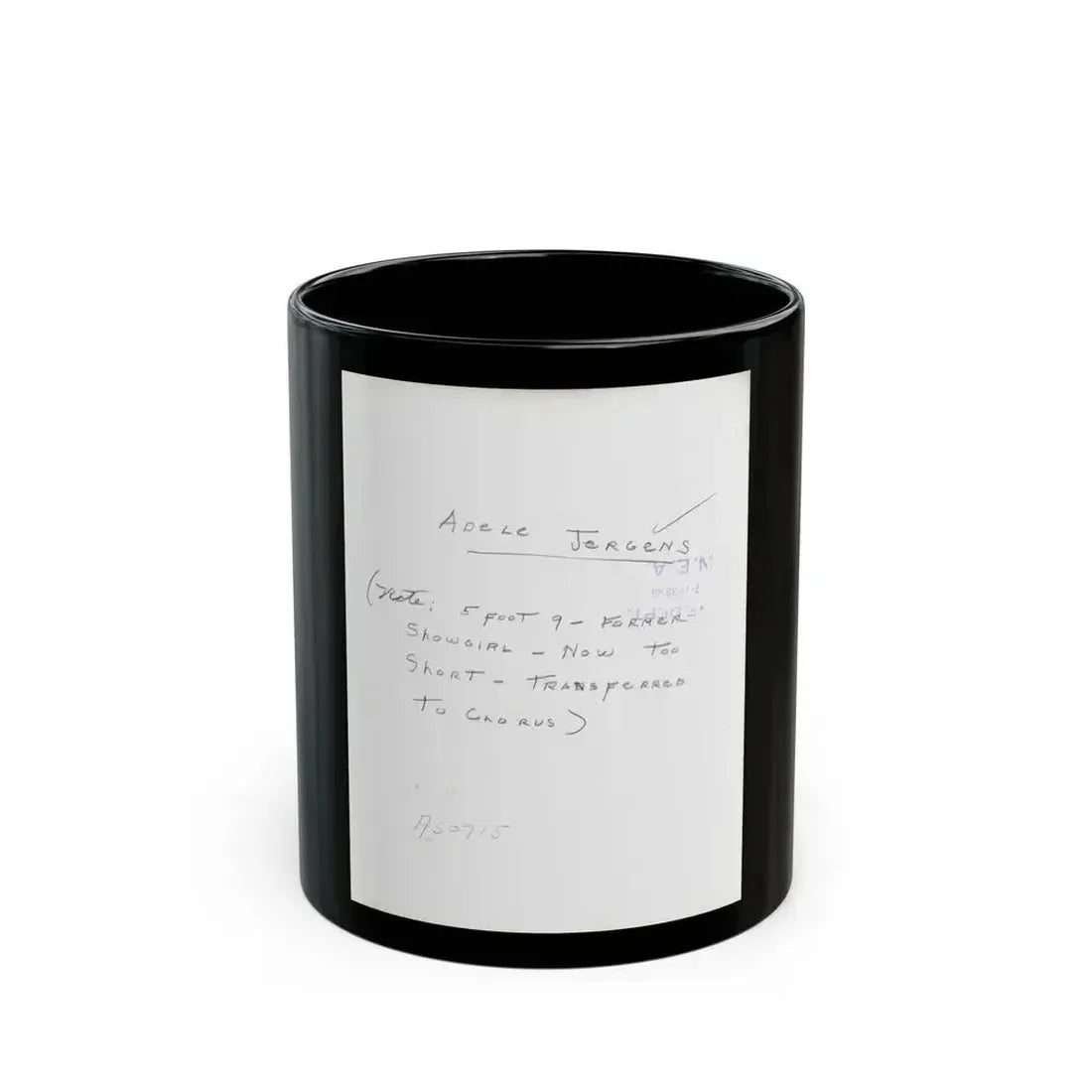Adele Jergens #285 - 8x10 Vinatge B&W Waist to Head  Glamour Photo Showgirl to Chorus Girl from 7-10-38_1 (Vintage Female Icon) Black Coffee Mug 11oz - Go Mug Yourself