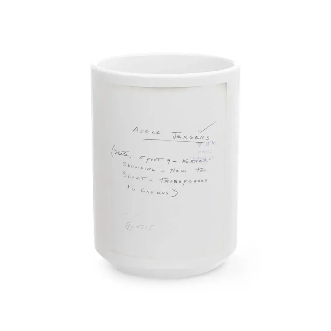 Adele Jergens #285 - 8x10 Vinatge B&W Waist to Head  Glamour Photo Showgirl to Chorus Girl from 7-10-38_1 (Vintage Female Icon) White Coffee Mug - Go Mug Yourself