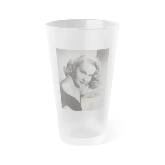 Adele Jergens #286 - 8x10 Vinatge B&W Shoulder to Head  Glamour Portrait Photo from 1952 (Vintage Female Icon) Frosted Pint Glass 16oz 16oz Frosted - Go Mug Yourself