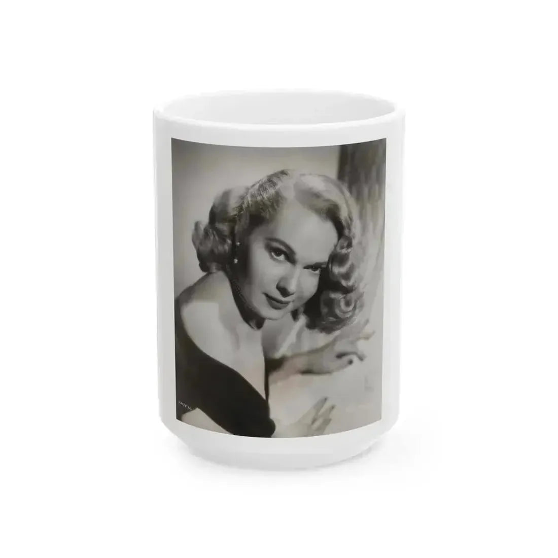 Adele Jergens #286 - 8x10 Vinatge B&W Shoulder to Head  Glamour Portrait Photo from 1952 (Vintage Female Icon) White Coffee Mug 15oz - Go Mug Yourself