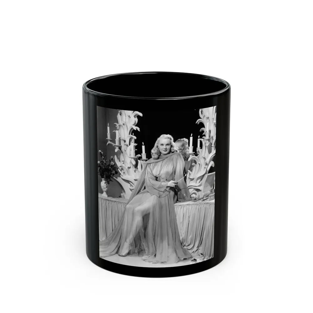 Adele Jergens #287 (Vintage Female Icon) Black Coffee Mug-11oz-Go Mug Yourself