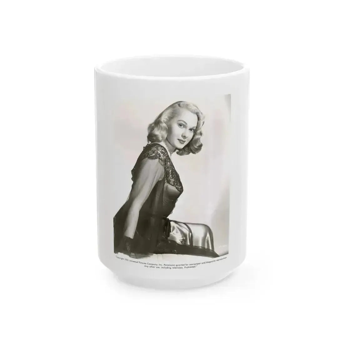 Adele Jergens #37 (Vintage Female Icon) White Coffee Mug 15oz - Go Mug Yourself