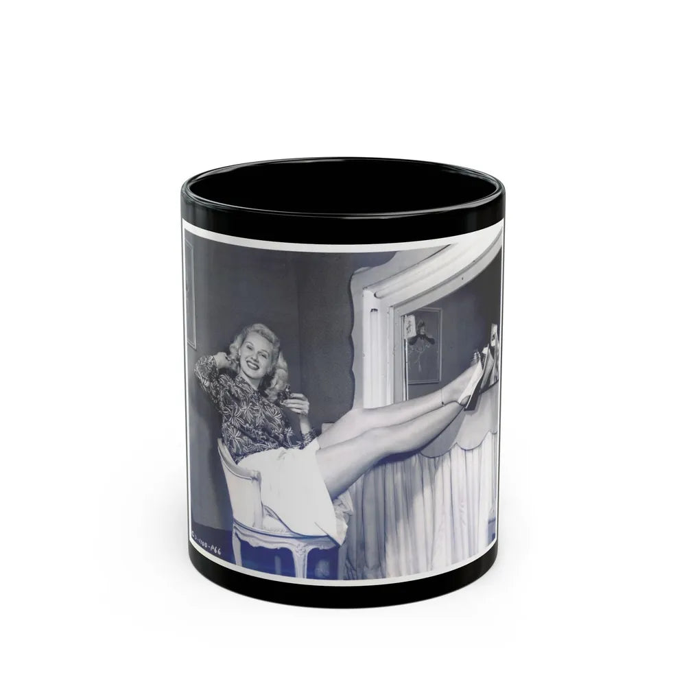 Adele Jergens #50 (Vintage Female Icon) Black Coffee Mug-11oz-Go Mug Yourself