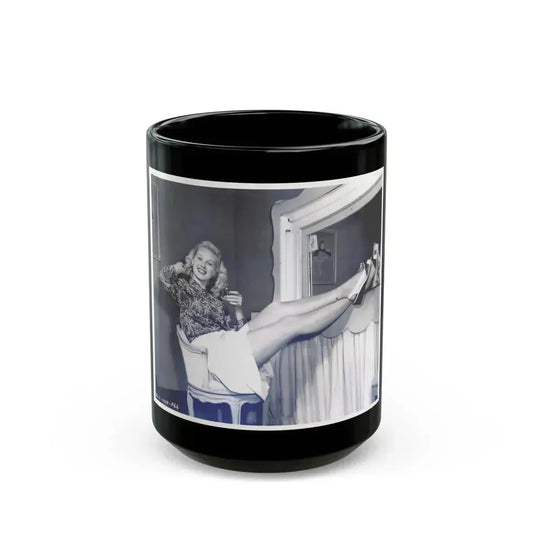 Adele Jergens #50 (Vintage Female Icon) Black Coffee Mug 15oz - Go Mug Yourself