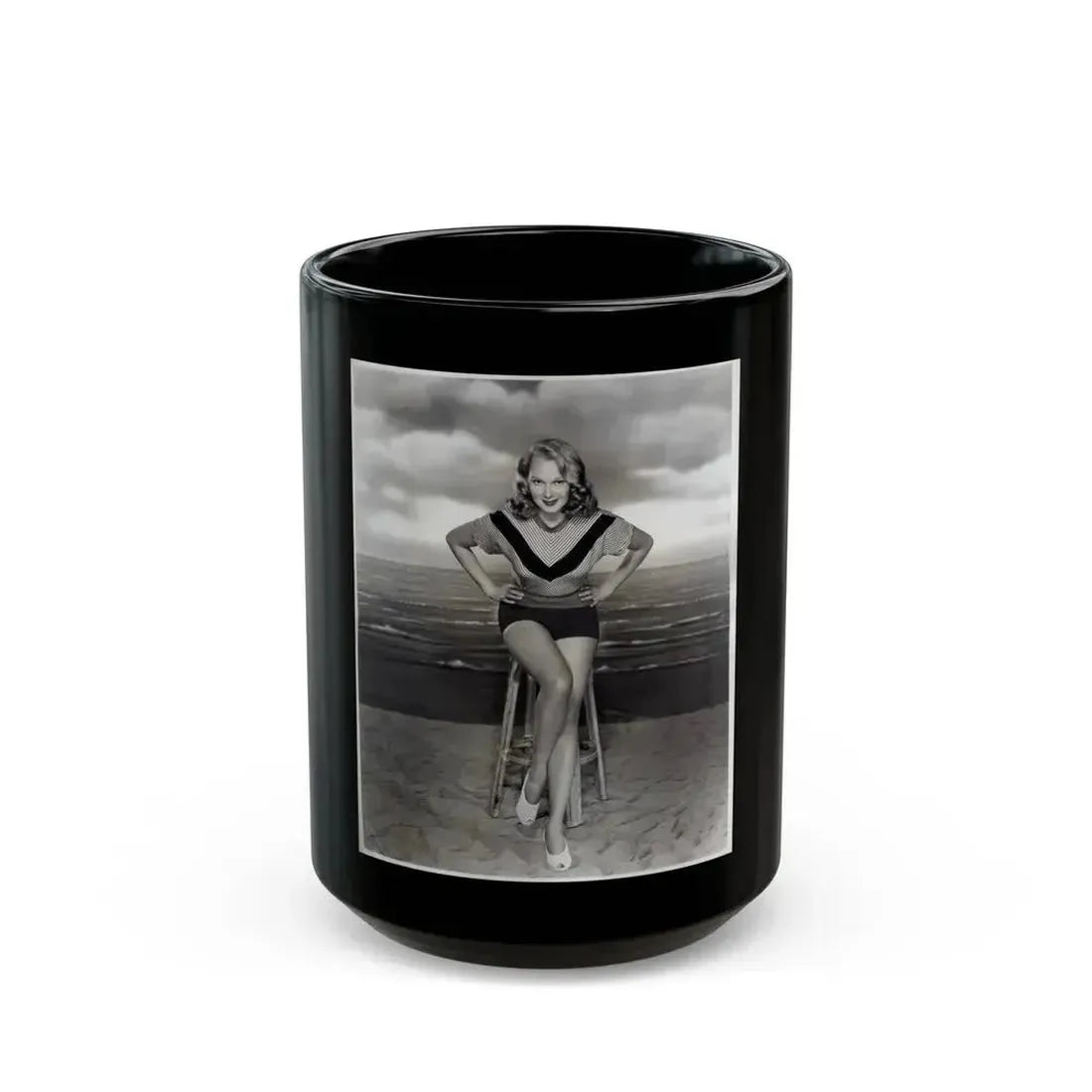 Adele Jergens #85 (Vintage Female Icon) Black Coffee Mug 15oz - Go Mug Yourself