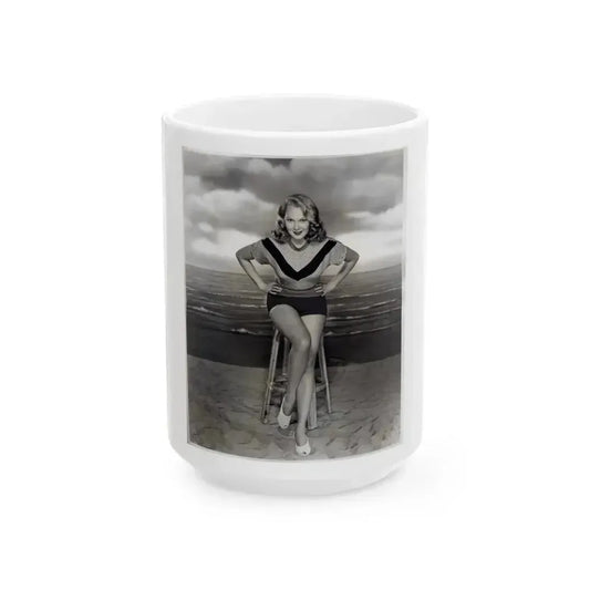 Adele Jergens #85 (Vintage Female Icon) White Coffee Mug 15oz - Go Mug Yourself