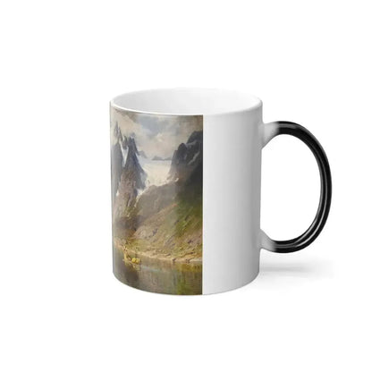 Adelsteen Normann (1848-1918) A Norwegian Fjord - oil on canvas - Color Changing Mug 11oz - Go Mug Yourself