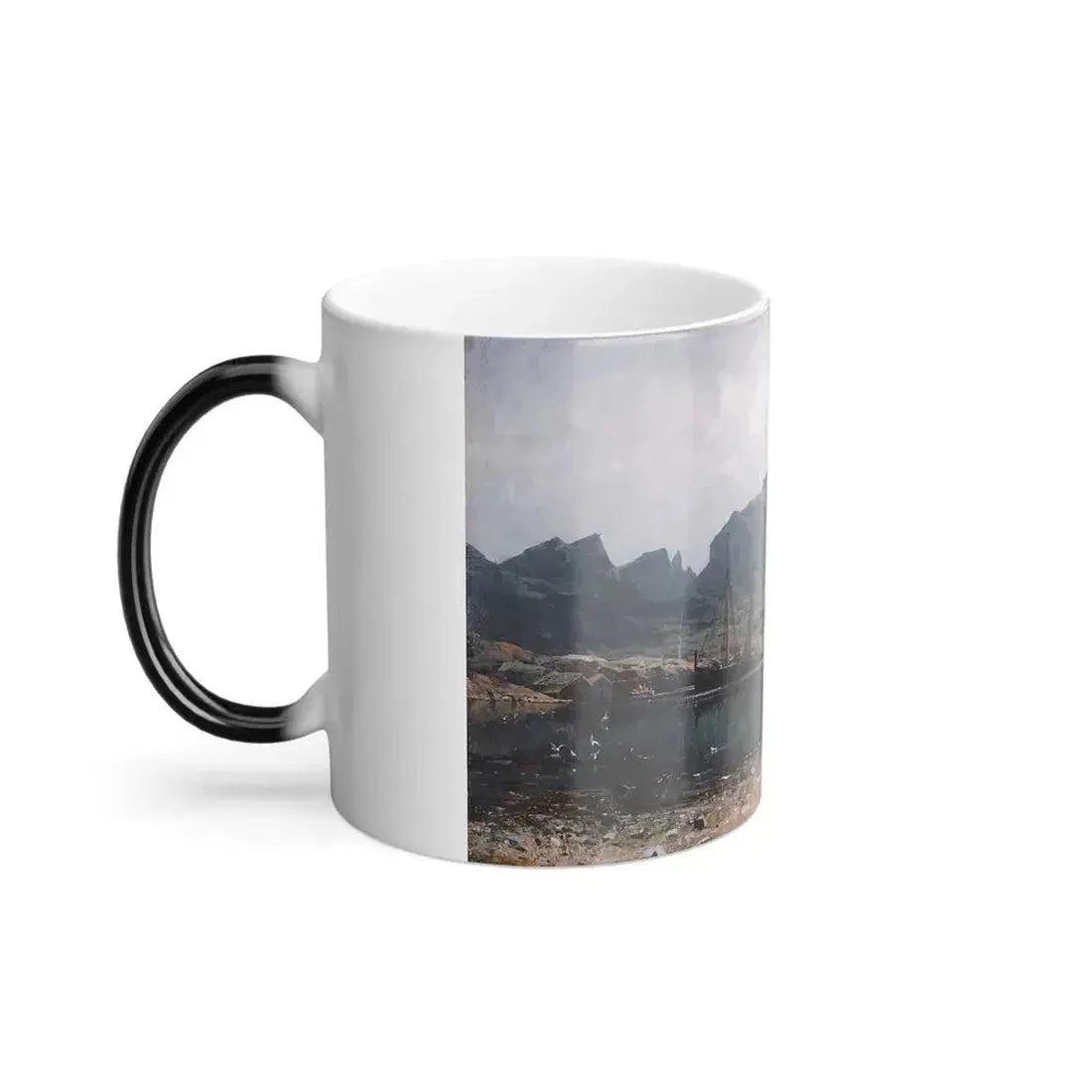 Adelsteen Normann (1848-1918) Fishing Village in northern Norway - 1880 - Color Changing Mug 11oz - Go Mug Yourself