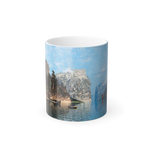Adelsteen Normann (1848-1918) People in the Sognefjord - 1879 - Color Changing Mug 11oz-11oz-Go Mug Yourself